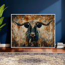 Longhorn Wall Art – Rustic Western Bull Canvas Print, Modern