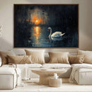 Abstract Swan on Water Wall Art Canvas Print - Elegant