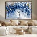 Blue and Gold Abstract Tree Wall Art Canvas Print | Modern