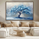 Abstract Blue Tree Art Canvas Print, Majestic Tree Wall Art