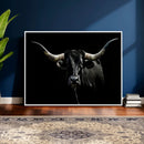 Texas Black Longhorn Bull Wall Art Canvas Print - Western by MyGreatCanvas | Canvas Wall Art Prints | Photo Prints & Wall Decor