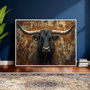 Longhorn Texas Cow Bull Wall Art | Rustic Farmhouse Canvas by MyGreatCanvas | Canvas Wall Art Prints | Photo Prints & Wall Decor