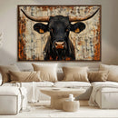 Rustic Texas Artwork Wall Art Canvas Print - Abstract Cow