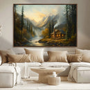Wood Cabin Retreat Mountain at Sunset Wall Art Print - by MyGreatCanvas | Canvas Wall Art Prints | Photo Prints & Wall Decor