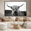 Highland Cow Wall Art | Black and White Farmhouse Decor |