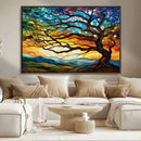 Vibrant Mosaic Tree of Life Wall Art | Stained Glass Style