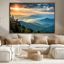 Sunrise Over Mountain Range Wall Art Canvas Print, Farmhouse