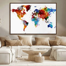 Colorful World Map Canvas Wall Art Print, Contemporary