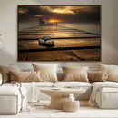 Stones on Wooden Pier at Sunset Canvas Print, Serene Coastal by MyGreatCanvas | Canvas Wall Art Prints | Photo Prints & Wall Decor