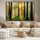 Sunlit Forest Wall Art Canvas Print – Large Framed Woodland
