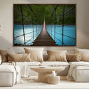Suspension Bridge Over River Canvas Art | 3-Panel Nature by MyGreatCanvas | Canvas Wall Art Prints | Photo Prints & Wall Decor
