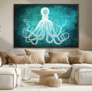 Green Octopus Abstract Wall Art Canvas Print