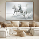 Large Wall Art Canvas Print – Beautiful Running White Horses by MyGreatCanvas | Canvas Wall Art Prints | Photo Prints & Wall Decor