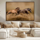 Large Wall Art Canvas Print – Two Running Brown Horses