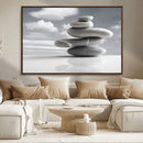 Still Life Black and White Zen Stones Wall Art Canvas,