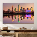 Colorful Dallas City Lights Night Skyline Wall Art Print