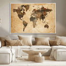 Push Pin World Map Canvas Print – Framed Travel Tracker Wall