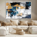 Blue and Gold Abstract Canvas Wall Art – Triptych Modern
