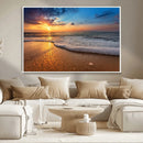 Sunset and Beach at Night Wall Art Canvas Print