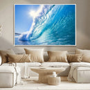 Blue Big Wave Surfing Ocean Canvas Wall Art Artwork Print