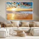 Golden Sunset Beach Print Canvas Wall Art, Giclee Canvas