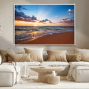 Serene Ocean Sunset Canvas Print, Golden Hour Beach Wall