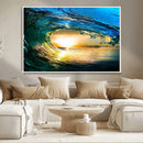 Ocean Wave at Sunset Canvas Art, Large Wall Print of Vibrant