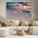 Sea Ocean Sunset Beach Wall Art Canvas Print