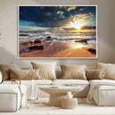 Golden Hour Beach Sunset Canvas Triptych, Ocean Waves and by MyGreatCanvas | Canvas Wall Art Prints | Photo Prints & Wall Decor