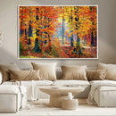 Autumn Red Forest Triptych Canvas Wall Art Print, Forest