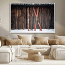 Vintage Ski Gear Canvas Print, Vintage Ski Gear Against