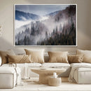 Beautiful Rising Fog in Winter Mountain Landscape- Framed