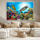 Aquatic Life Sea Turtles Fish Wall Art Canvas Print