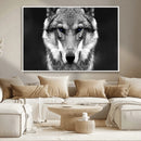 Black and White Wild Wolf Wall Art Canvas Print