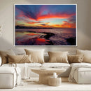 Glorious Sunset on The Beach Wall Art Canvas Print