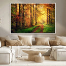 Sunlight Through Trees Wall Art Canvas Print - Autumn Forest