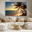 Sunset Palm Trees Wall Art Canvas Print
