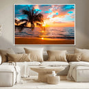 Palm Tree Sunset On The Beach Wall Art Canvas, Framed Palm by MyGreatCanvas | Canvas Wall Art Prints | Photo Prints & Wall Decor