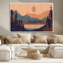 Modern Boho Sunset Canvas Print, Mountain Landscape Triptych