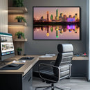 Colorful Dallas City Lights Night Skyline Wall Art Print