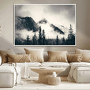 Large Foggy Mountain Forest Wall Art Canvas Print | Misty