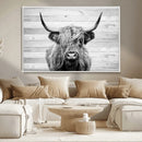 Scottish Highland Cow Cattle Art Print on Wood Background by MyGreatCanvas | Canvas Wall Art Prints | Photo Prints & Wall Decor