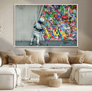 Banksy Colorful Street Graffiti Canvas Wall Art Print, by MyGreatCanvas | Canvas Wall Art Prints | Photo Prints & Wall Decor