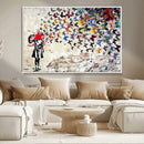 Banksy Art Butterfly Girl Explosion Canvas Art – Vibrant