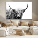Black White Scottish Highland Cow Cattle Art Print Farmhouse