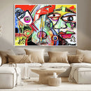 Picasso Style Art Abstract Canvas Wall Art Print , Colorful