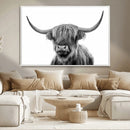 Grayscale Scottish Highland Cow Cattle Art Print Farmhouse by MyGreatCanvas | Canvas Wall Art Prints | Photo Prints & Wall Decor