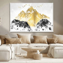 Golden Mountain Triptych Wall Art Canvas Print, Modern