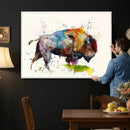 Abstract Buffalo Wall Art, Western Watercolor Bison Canvas