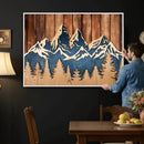 Rustic Wood Style Mountain Wall Art, Nature Forest Canvas